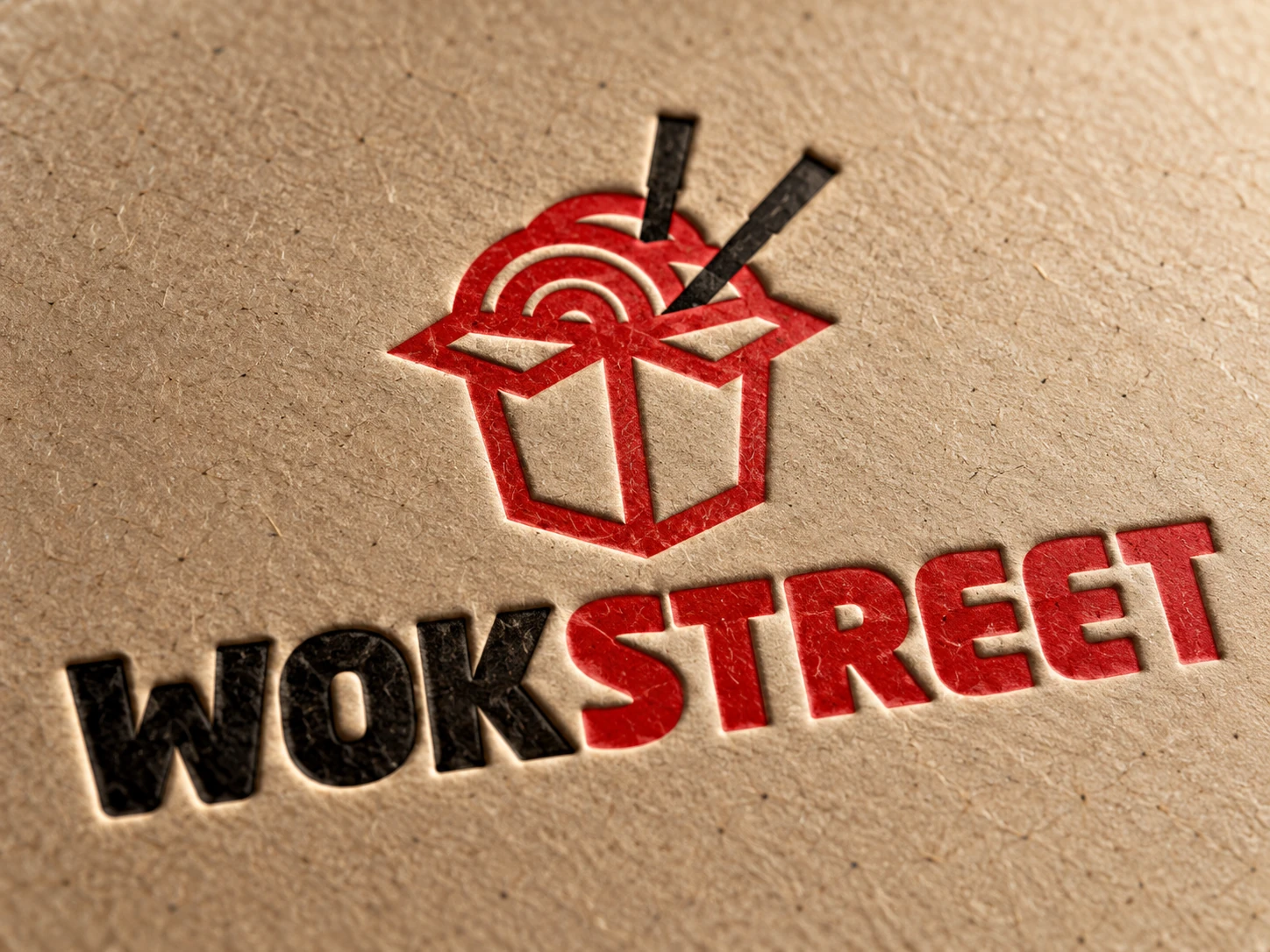 WOK Street — объёмный логотип на крафтовом картоне